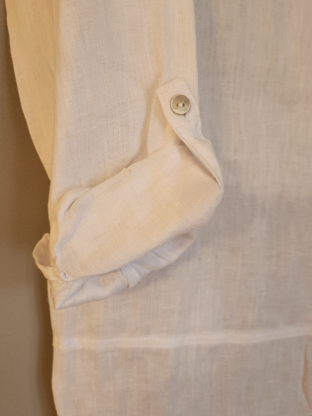 Tahari Linen Button-Down Tunic - White - Picture 3 of 7